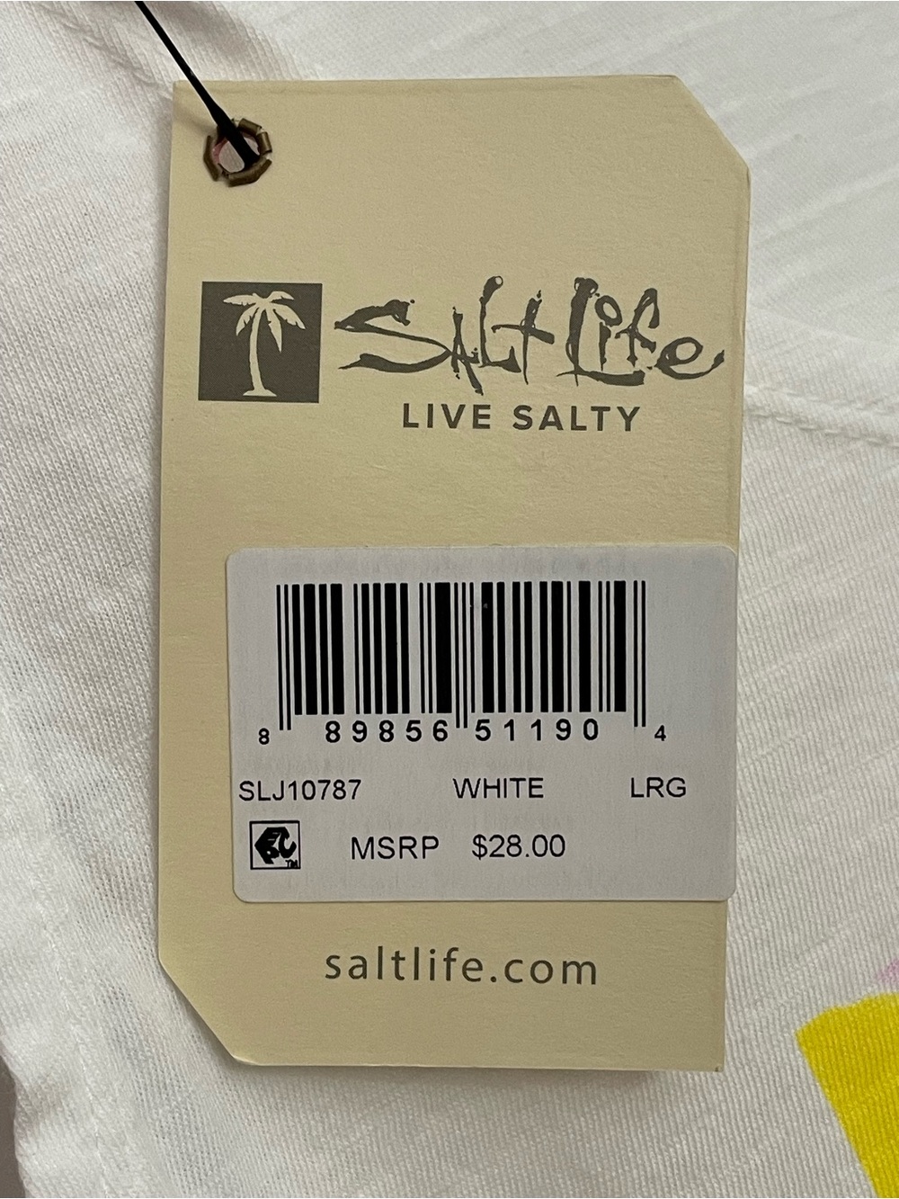 Salt Life White Tank with Pink & Yellow Palm Graphic - Picture 6 of 6